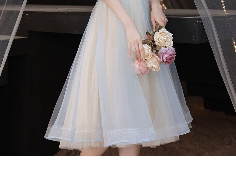 Cold-Shoulder Rhinestone A-Line Cocktail Dress Product Image