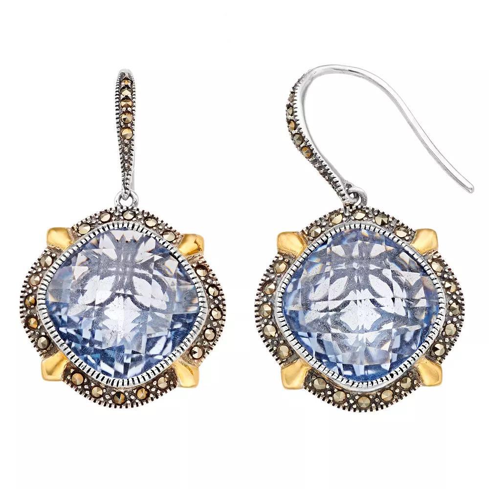 Lavish by TJM Gold Flash Plated Sterling Silver Blue Synthetic Quartz Earrings, Women's, Two Tone Product Image