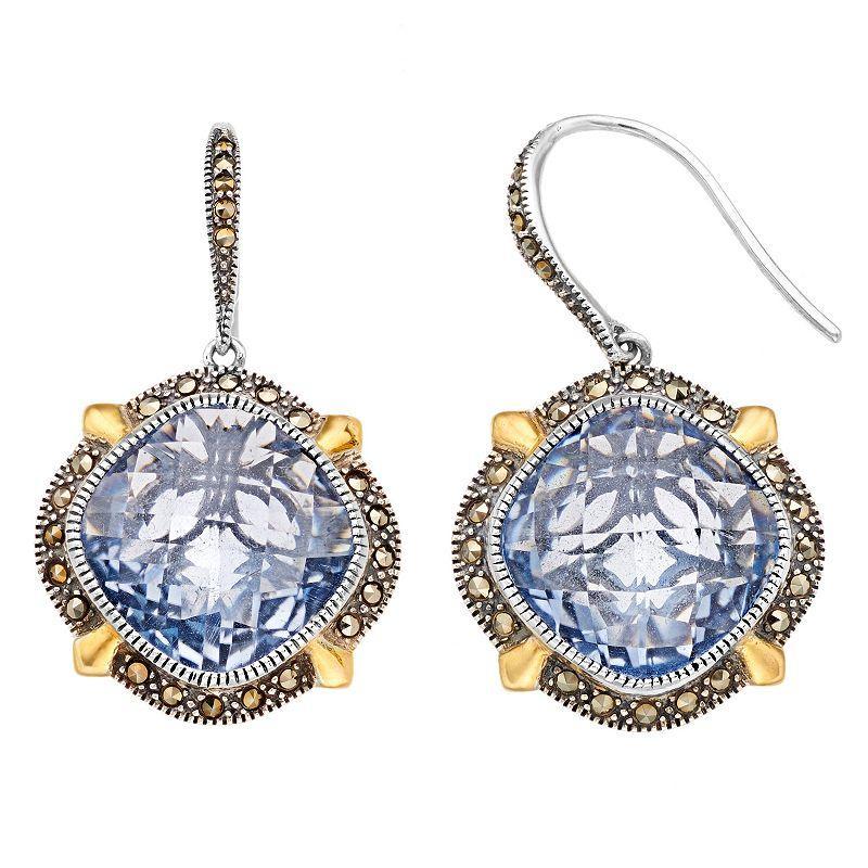 Lavish by TJM Gold Flash Plated Sterling Silver Blue Synthetic Quartz Earrings, Women's, Two Tone Product Image