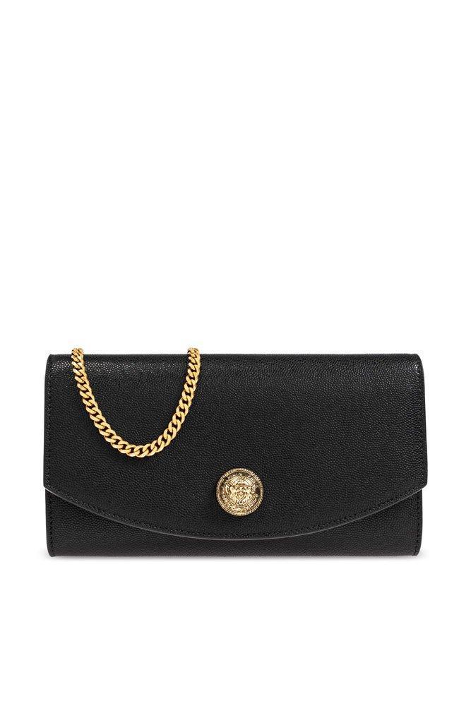 BALMAIN Button Detailed Wallet On Chain In Black Product Image