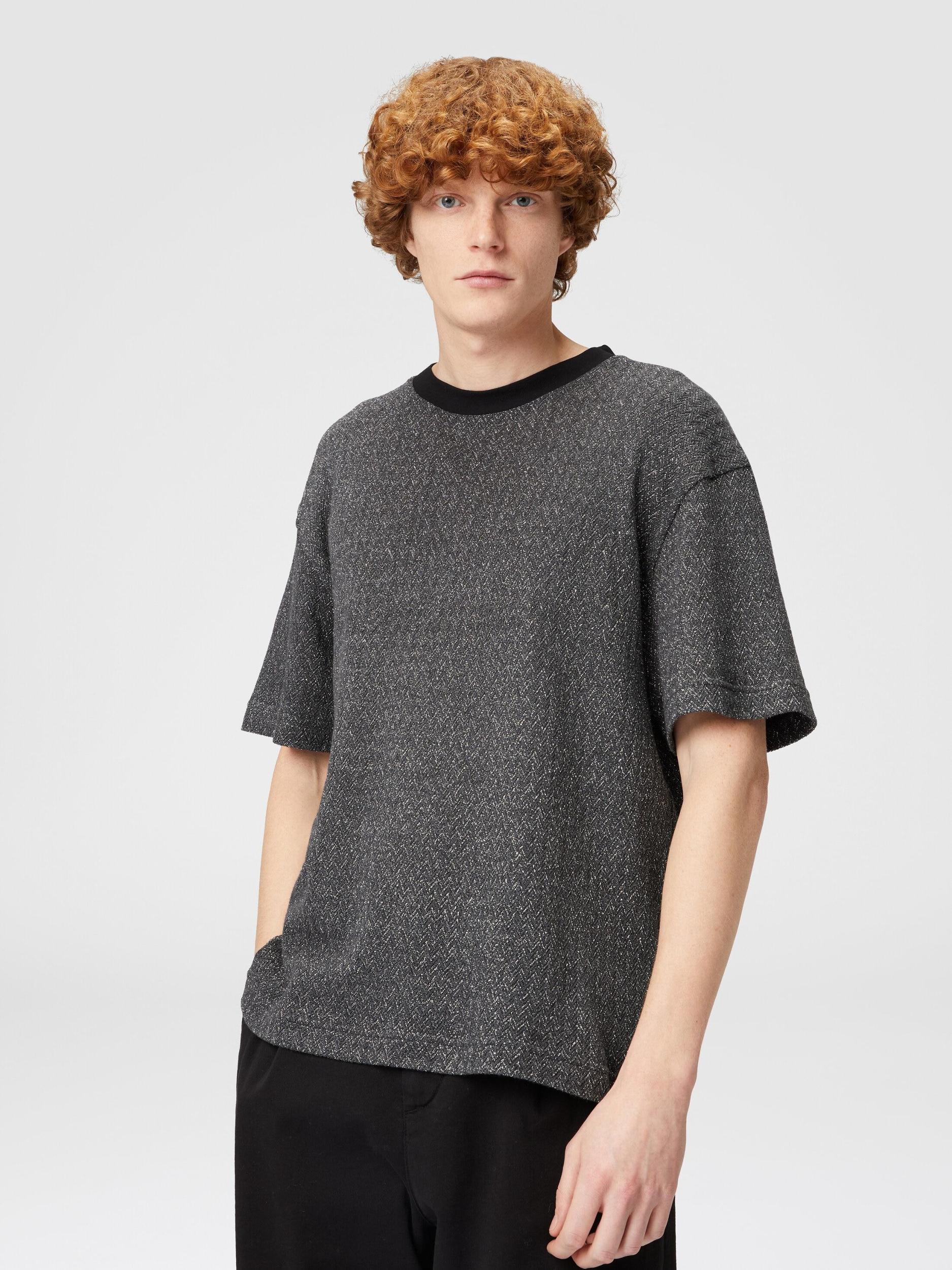 Lamé zig zag cotton and viscose T-shirt Product Image