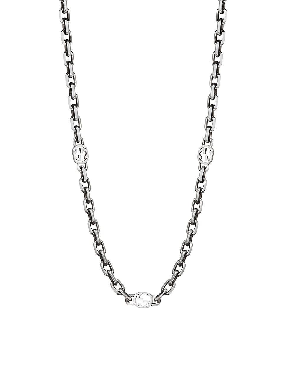 Mens Unisex Sterling Silver Interlocking G Necklace Product Image