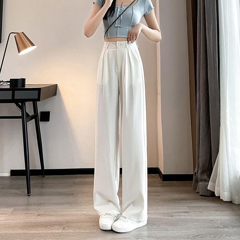 High-Waist Wide-Leg Dress Pants Product Image