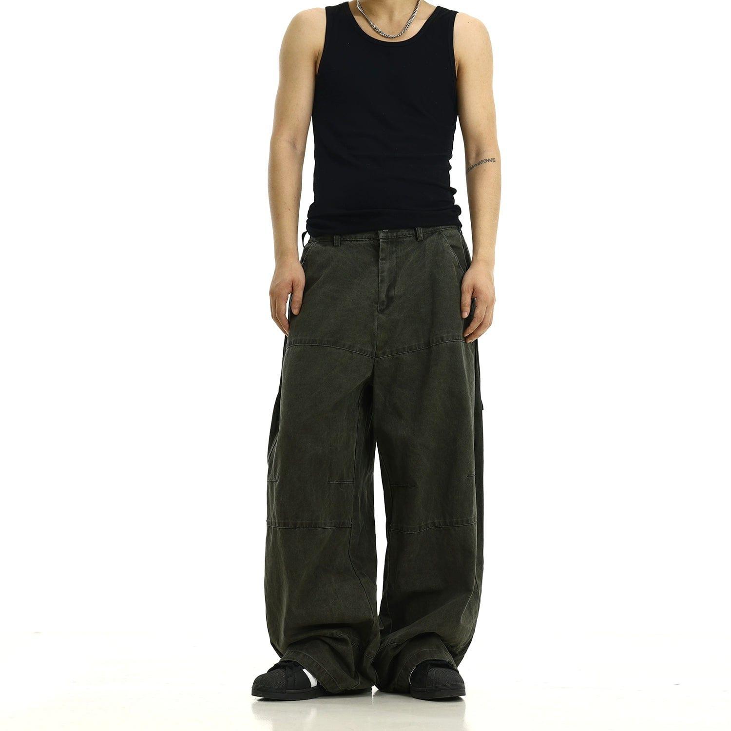 RT No. 11186 ARMY GREEN WORKWEAR CASUAL BAGGY PANTS Product Image