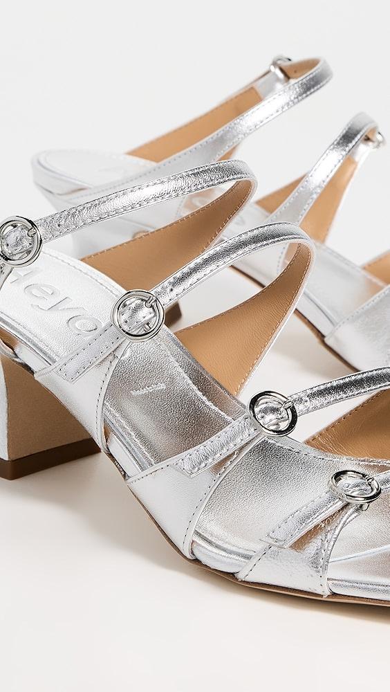AEYDE Eanna Laminated Nappa Leather Silver Sandals | Shopbop Product Image