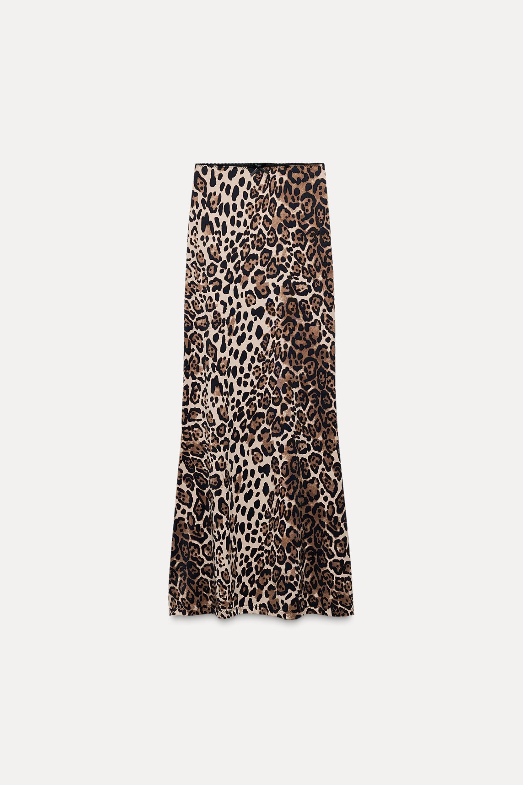 LONG ANIMAL PRINT POLYAMIDE SKIRT Product Image