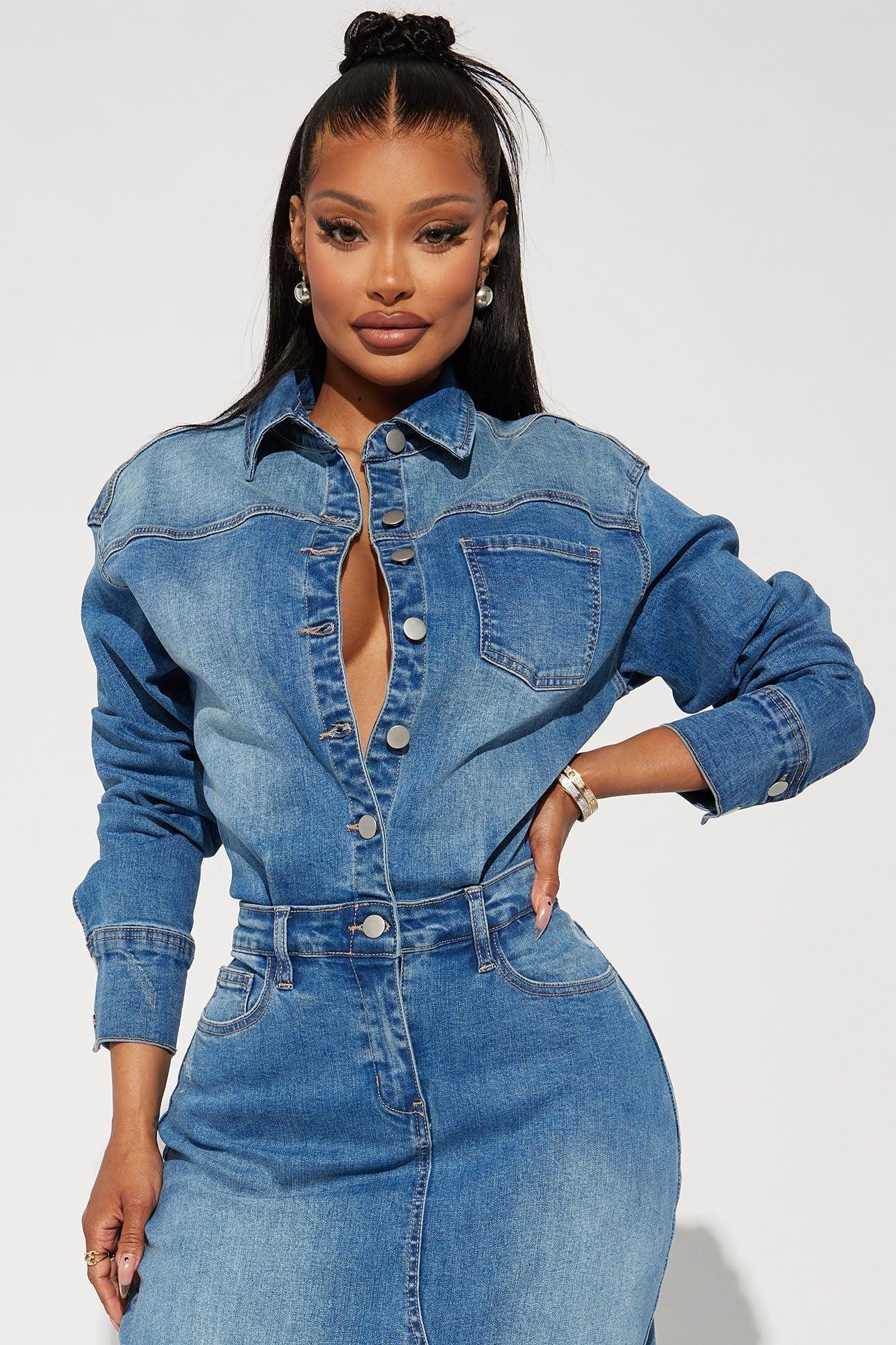 Naomi Denim Maxi Dress - Medium Wash Product Image
