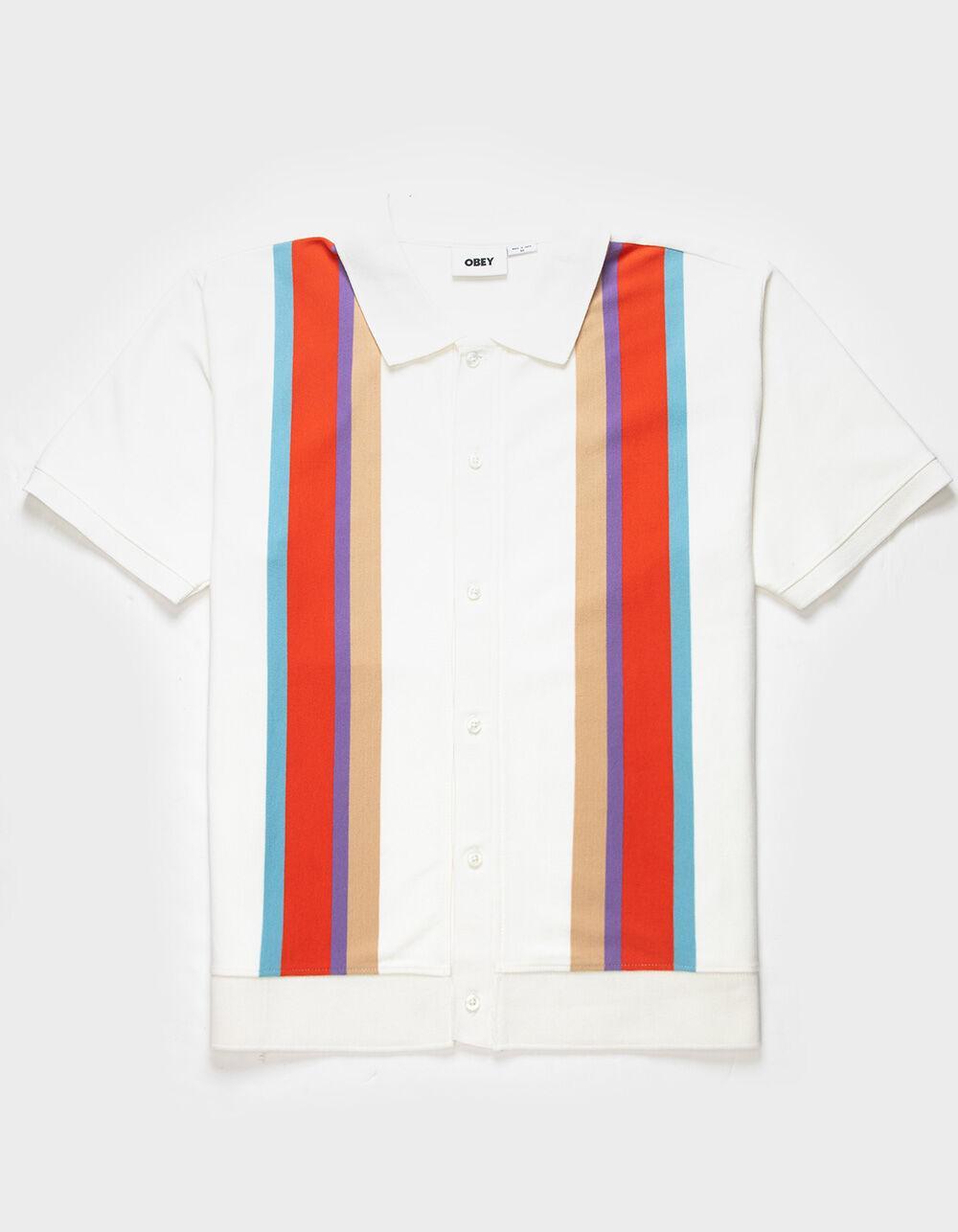 OBEY Parker Knit Mens Button Up Shirt - OFF WHITE Product Image
