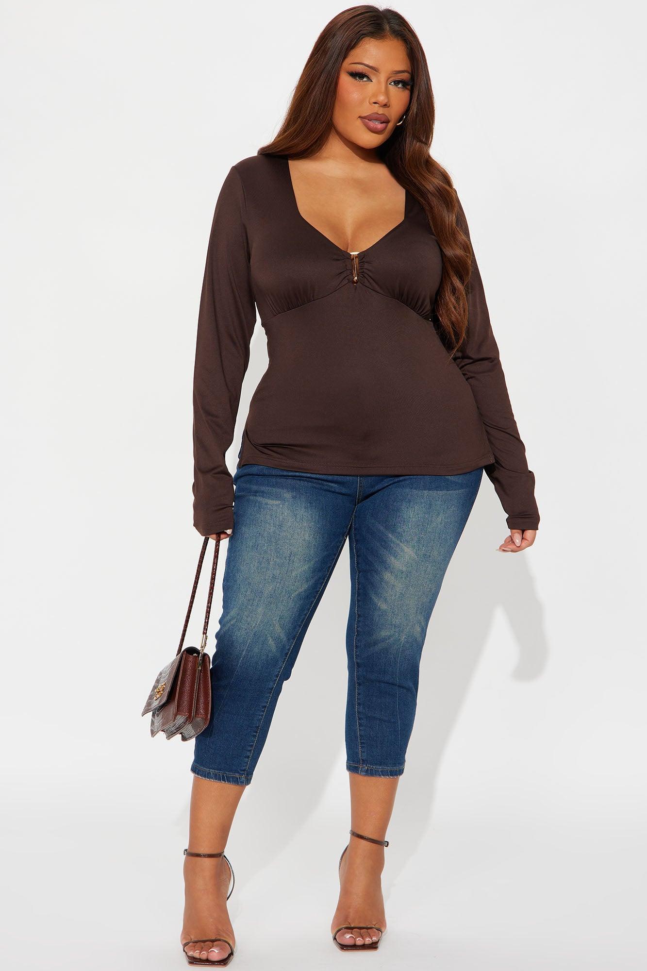 Miley Long Sleeve Top - Chocolate Product Image
