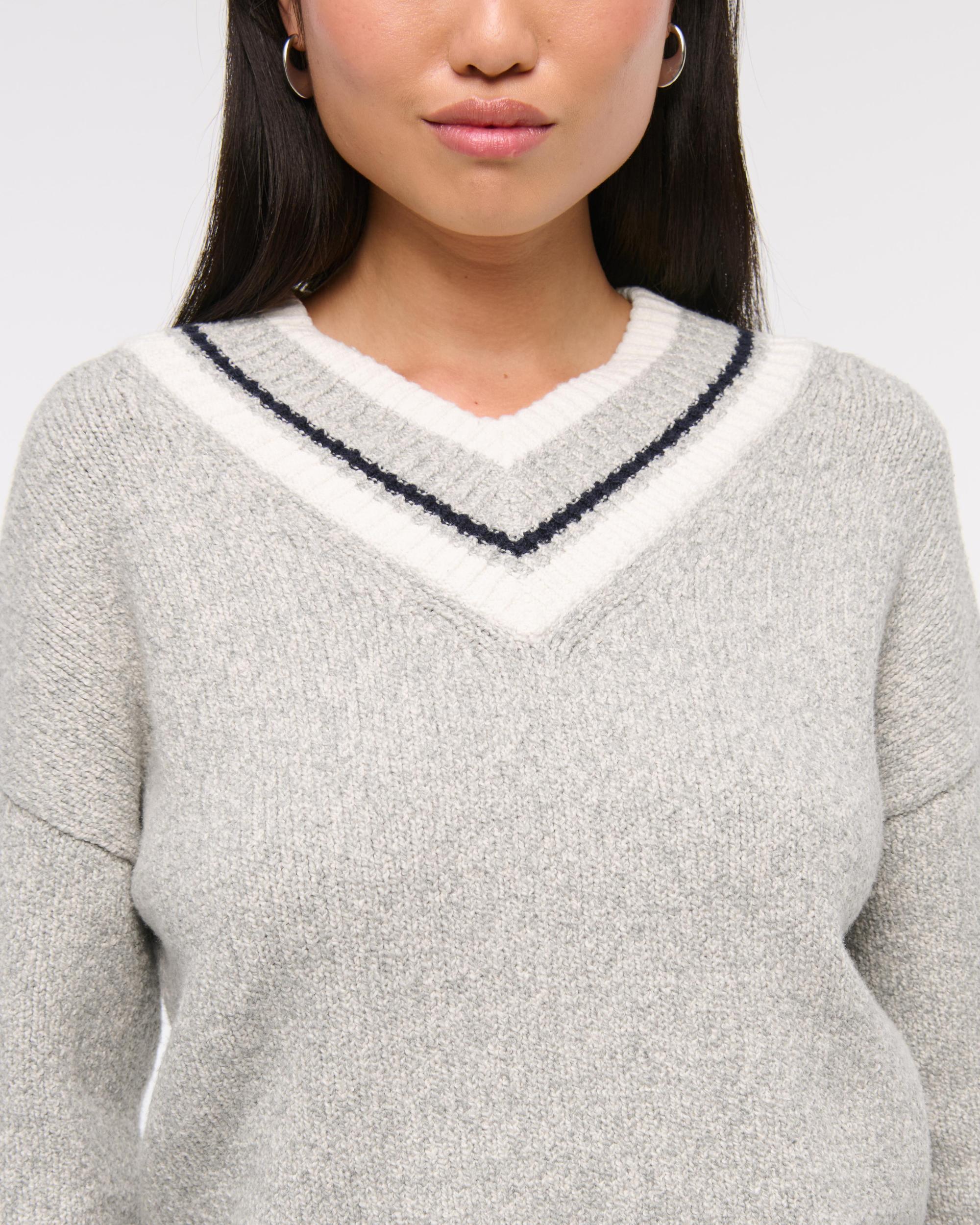 Relaxed Textural V-Neck Sweater Product Image