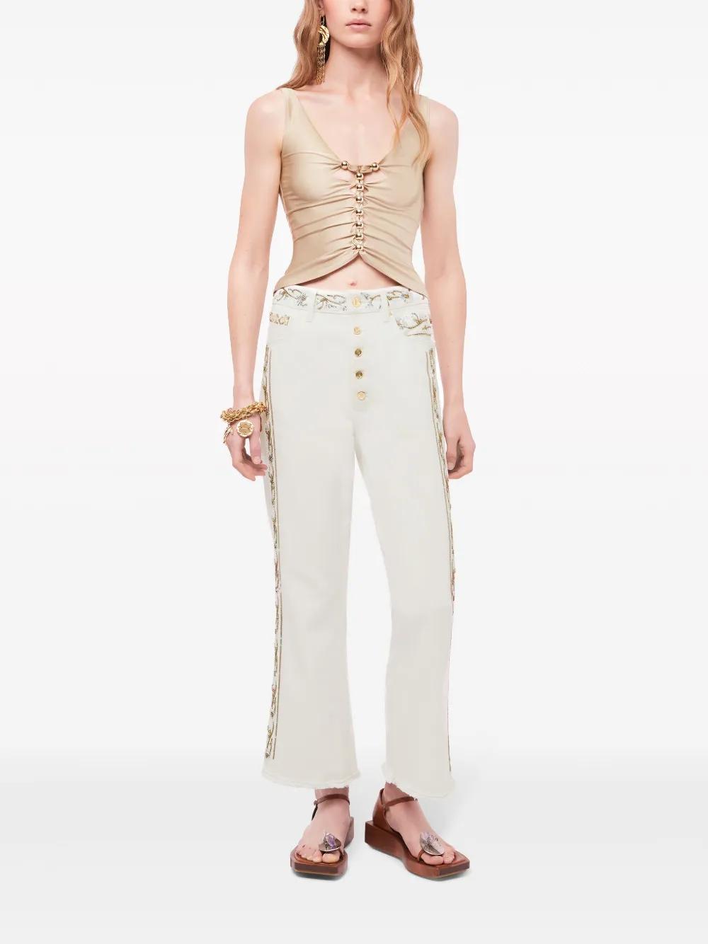 bead-embellished cut-out tank top Product Image