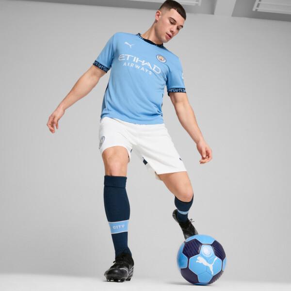 PUMA Manchester City 24/25 Men's Replica Soccer Shorts in White/Marine Blue Product Image