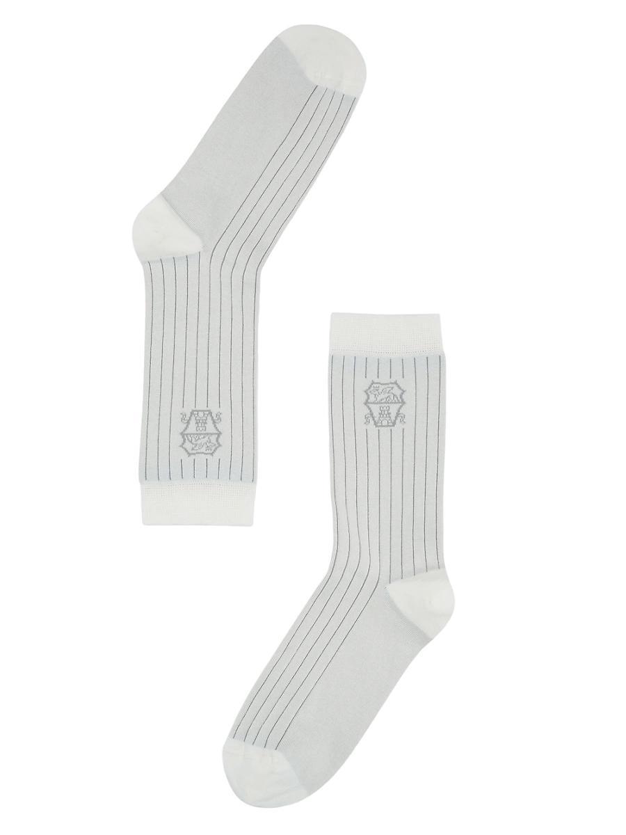 Mens Cotton Chalk Stripe Effect Socks with Logo Product Image