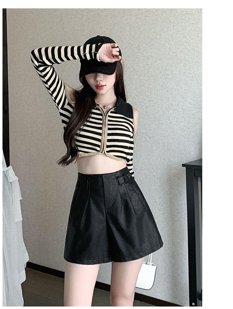 High Waist Faux Leather Shorts Product Image
