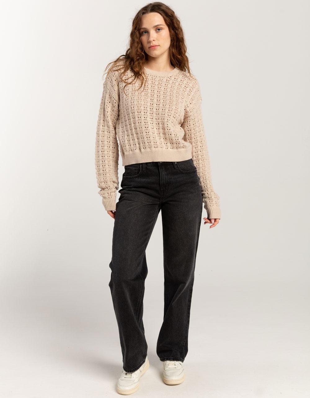 FULL TILT Open Weave Womens Sweater - CREAM Product Image