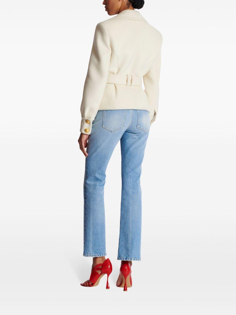 notched-lapel belted jacket Product Image