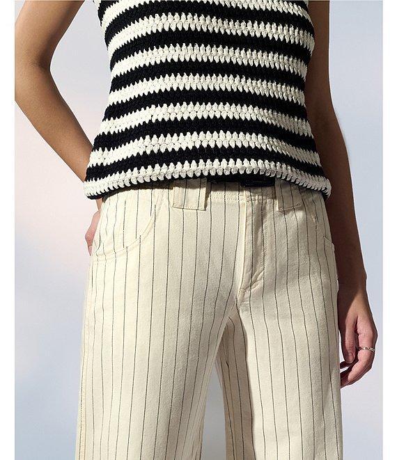 Sanctuary Arden Pinstripe Cotton Twill Wide Leg Pants Product Image