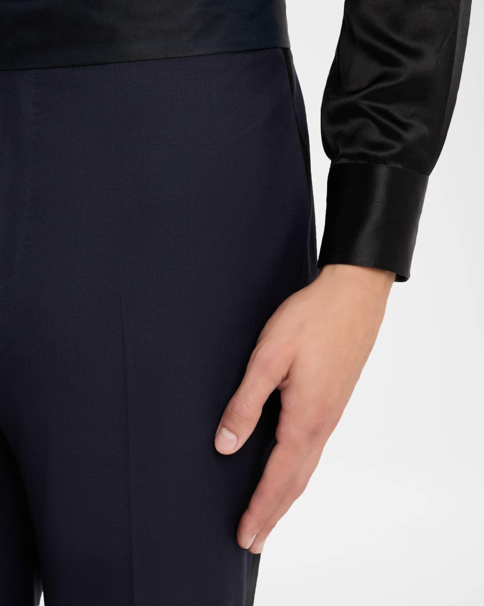 Men's Wool Satin-Trim Formal Pants Product Image
