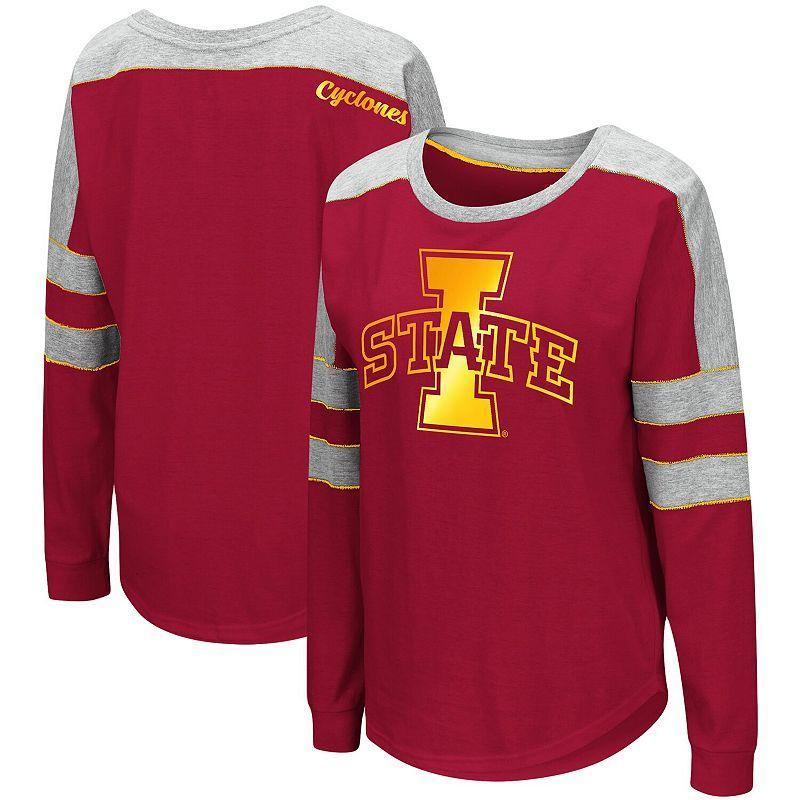 Women's Colosseum Crimson Iowa State Cyclones Trey Dolman Long Sleeve T-Shirt, Size: Small, Red Product Image