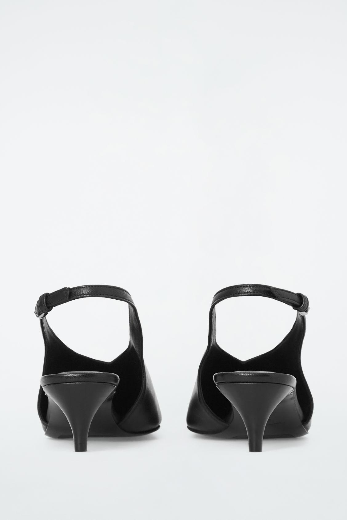 POINTED LEATHER SLINGBACK KITTEN HEELS Product Image