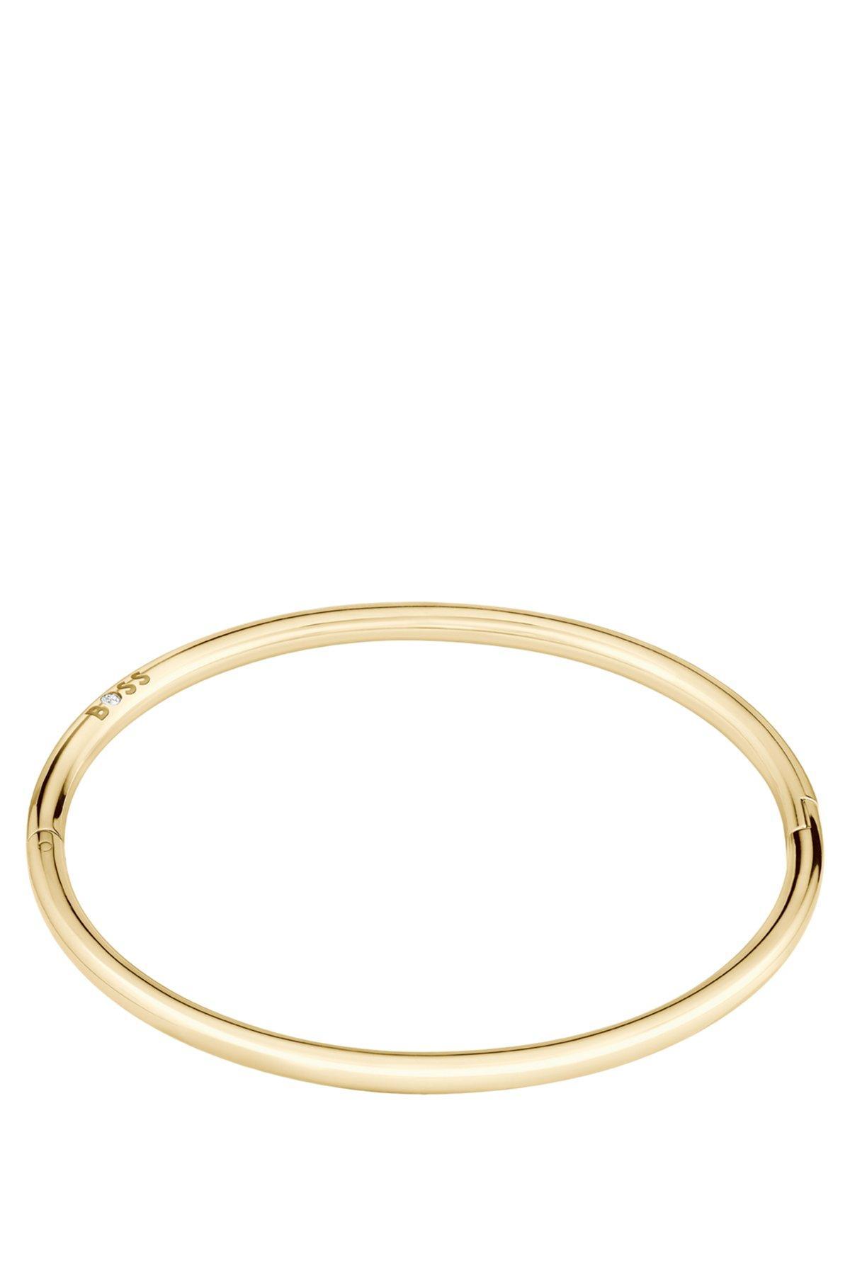 BOSS - Gold-tone bangle with logo detail Product Image