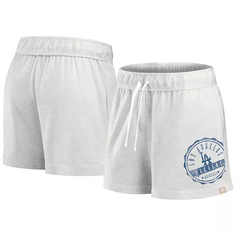 Women's Fanatics Branded Oatmeal New York Yankees Oversized Badge Lounge Shorts, Size: 2XL, Team Product Image
