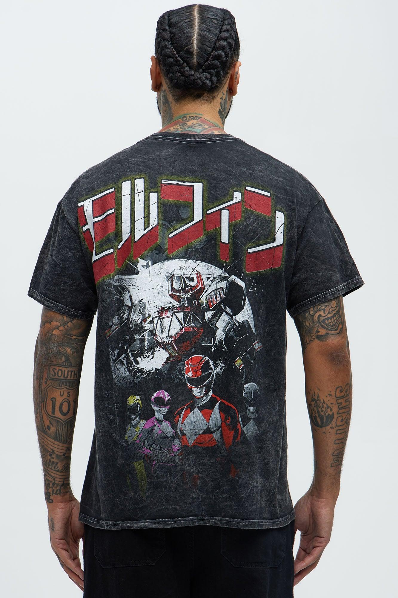 Power Rangers Kanji Short Sleeve Tee - Grey Mineral Wash Product Image