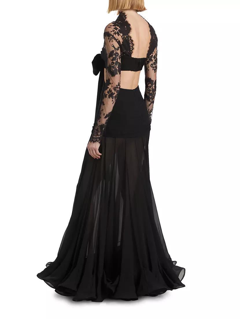 Cut-Out Silk & Lace Gown Product Image