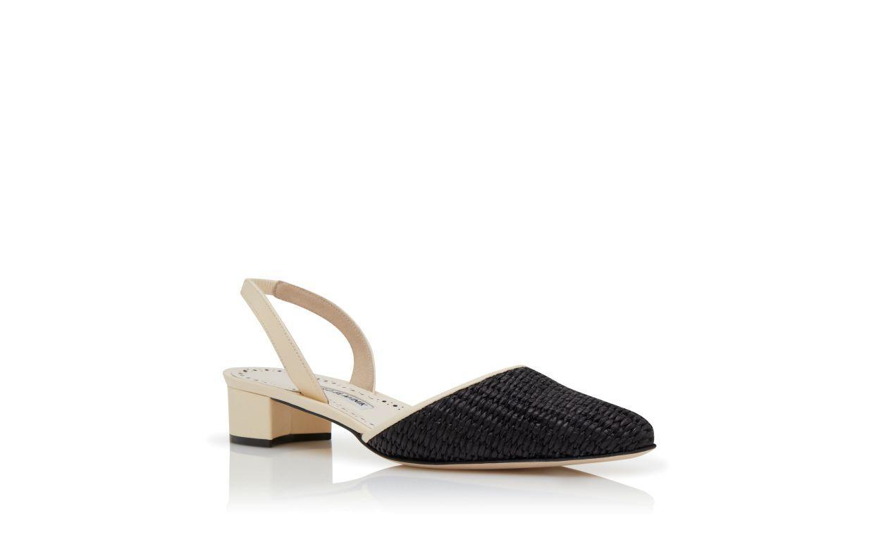 RAFFRO Cream and Black Raffia Slingback Pumps Product Image
