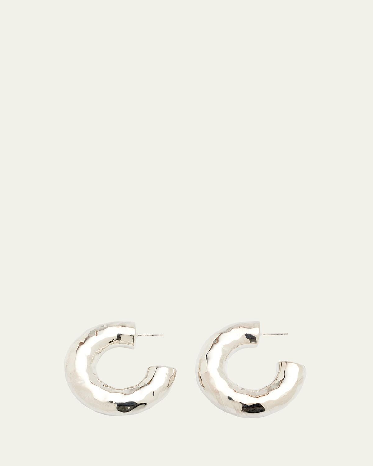 Hammered Medium Hoop Earrings in Sterling Silver Product Image