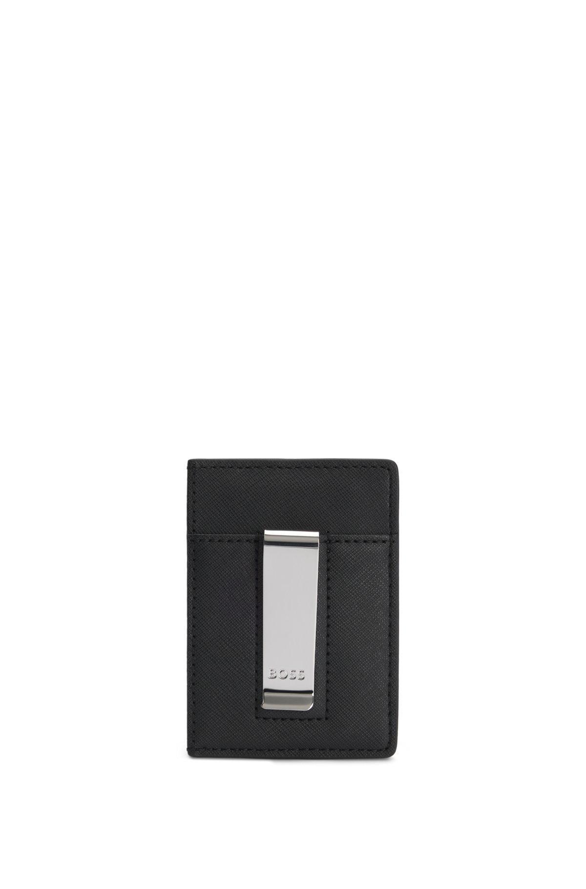 Structured money-clip card holder with logo detail Product Image