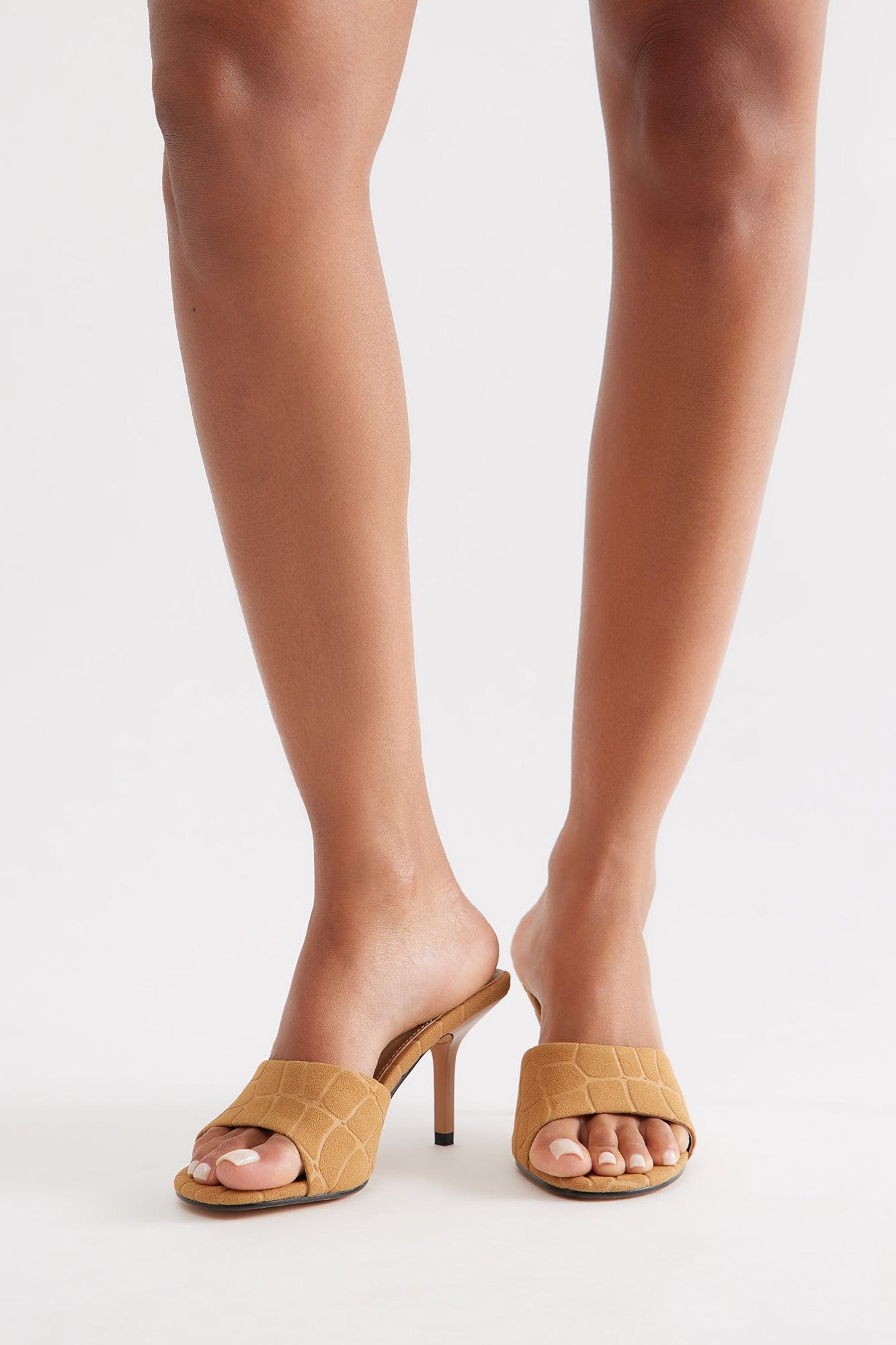 Lolly Faux Fur Stiletto Heels - Chestnut Female Product Image