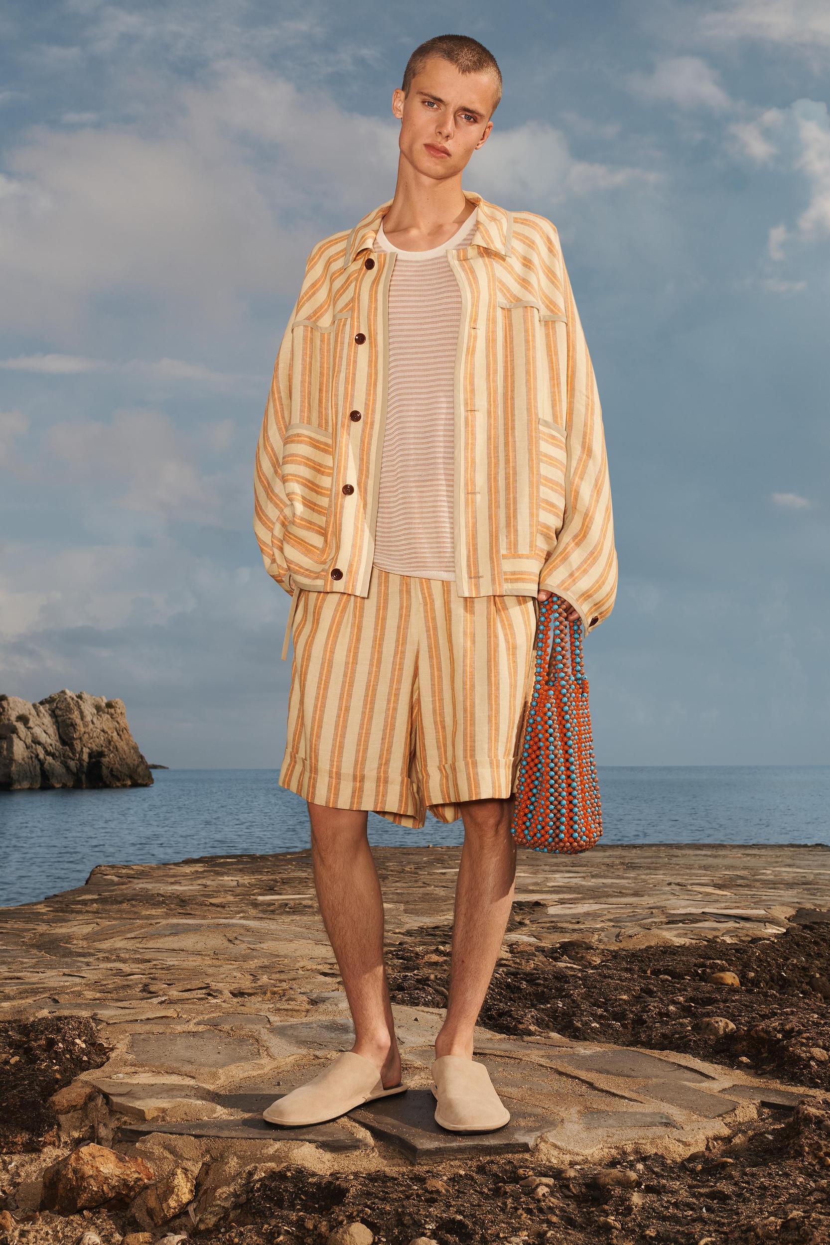 LIMITED EDITION STRIPED LINEN BERMUDA SHORTS Product Image