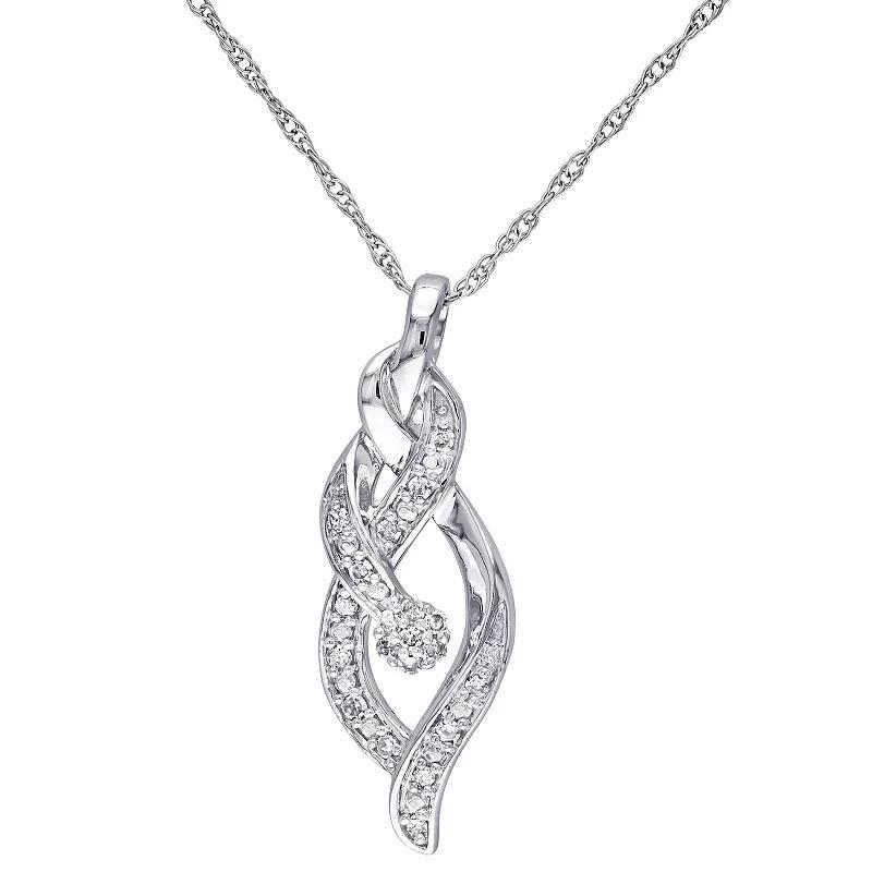 Stella Grace 10k White Gold 1/10 Carat T.W. Diamond Twist Pendant, Women's, Size: 17" Product Image