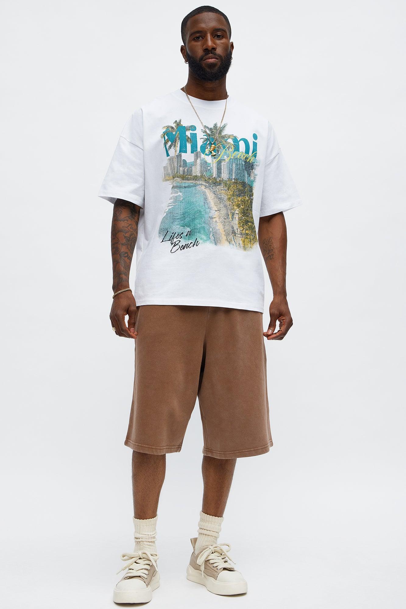 Miami Beach Oversized Short Sleeve Tee - White Product Image