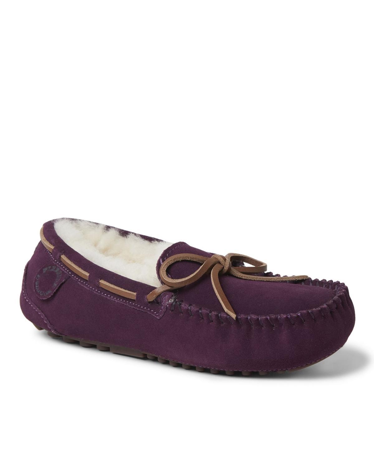 Fireside by Dearfoams Victoria Genuine Shearling Lace Womens Moccasin Slippers Product Image