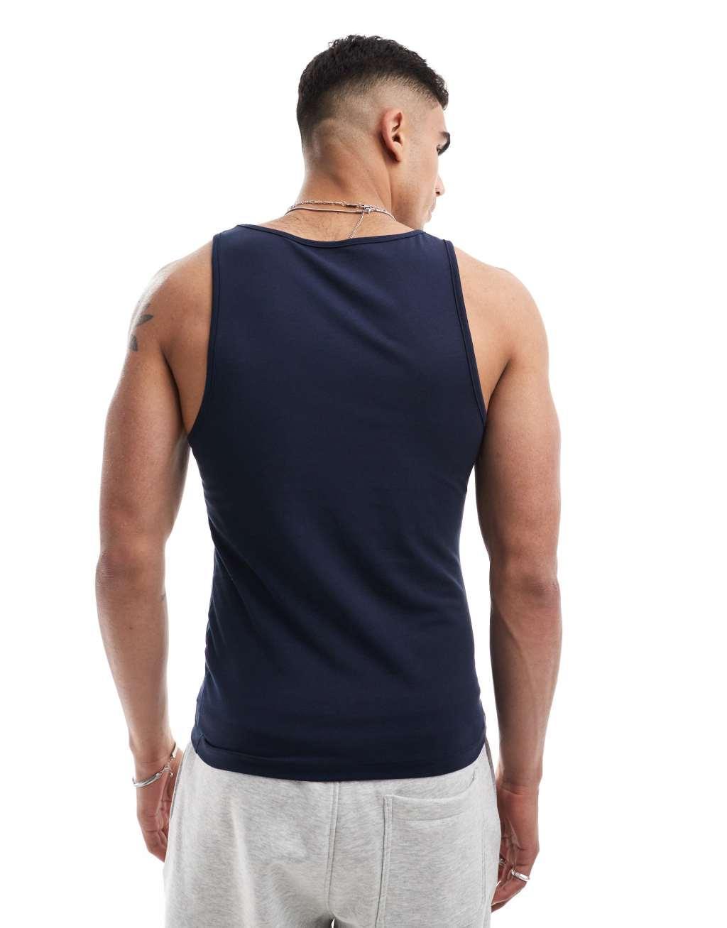 ASOS DESIGN muscle fit tank top in navy Product Image