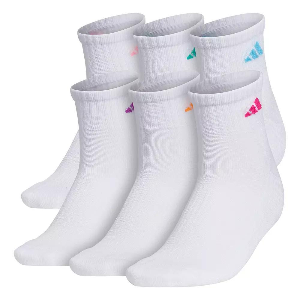 Women's adidas 6-Pack Athletic Quarter Length Socks, Size: 5-10, White Product Image