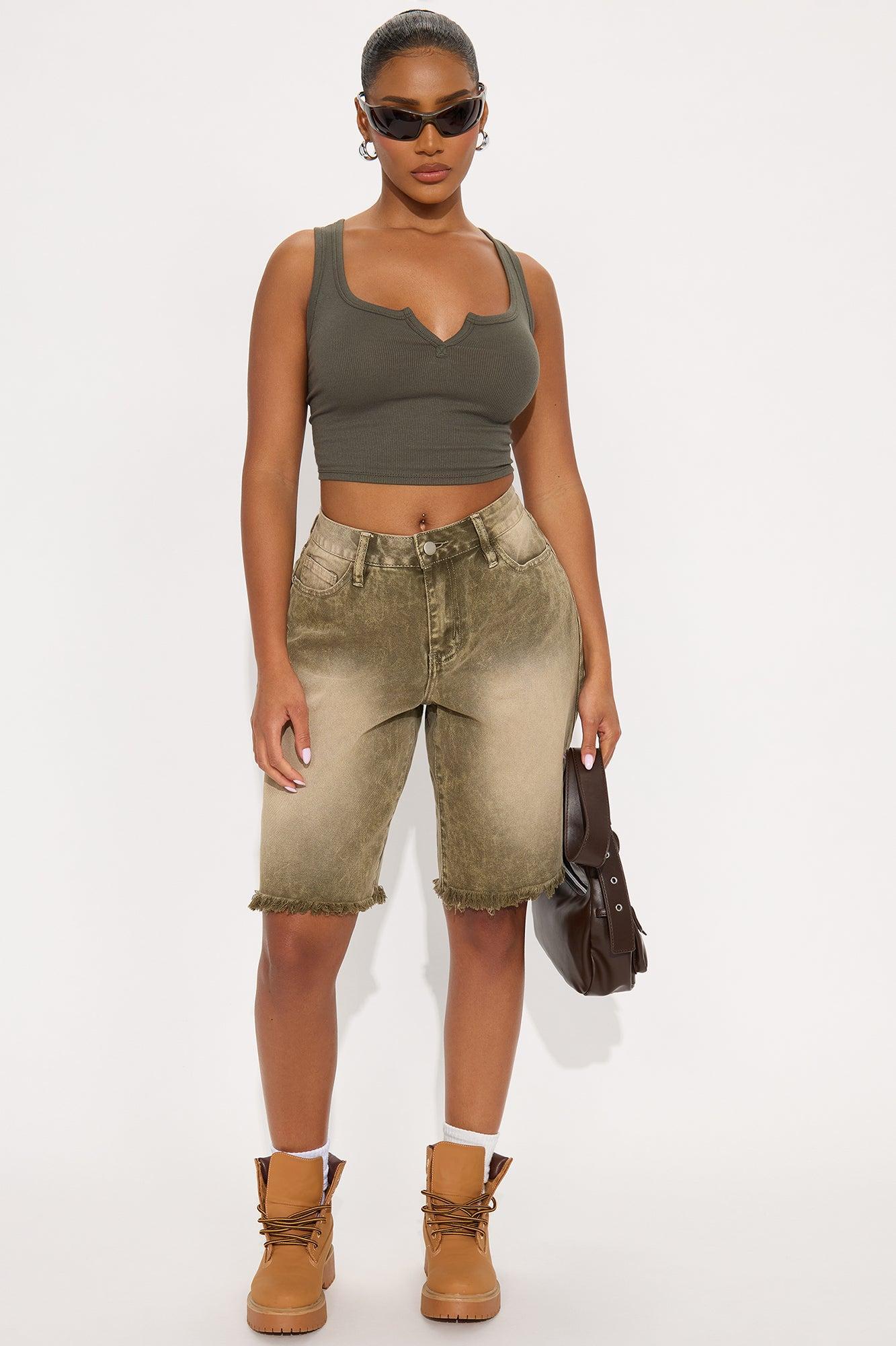 Leah Ribbed Tank Top - Olive Product Image