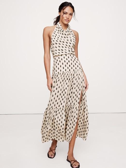 Matte Silk Halter Maxi Dress Product Image