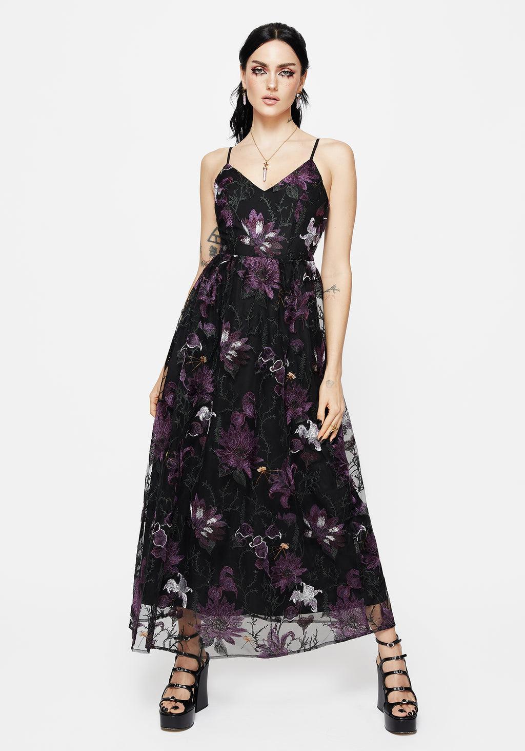 Estrid Embroidered Mesh Midaxi Cami Dress Product Image
