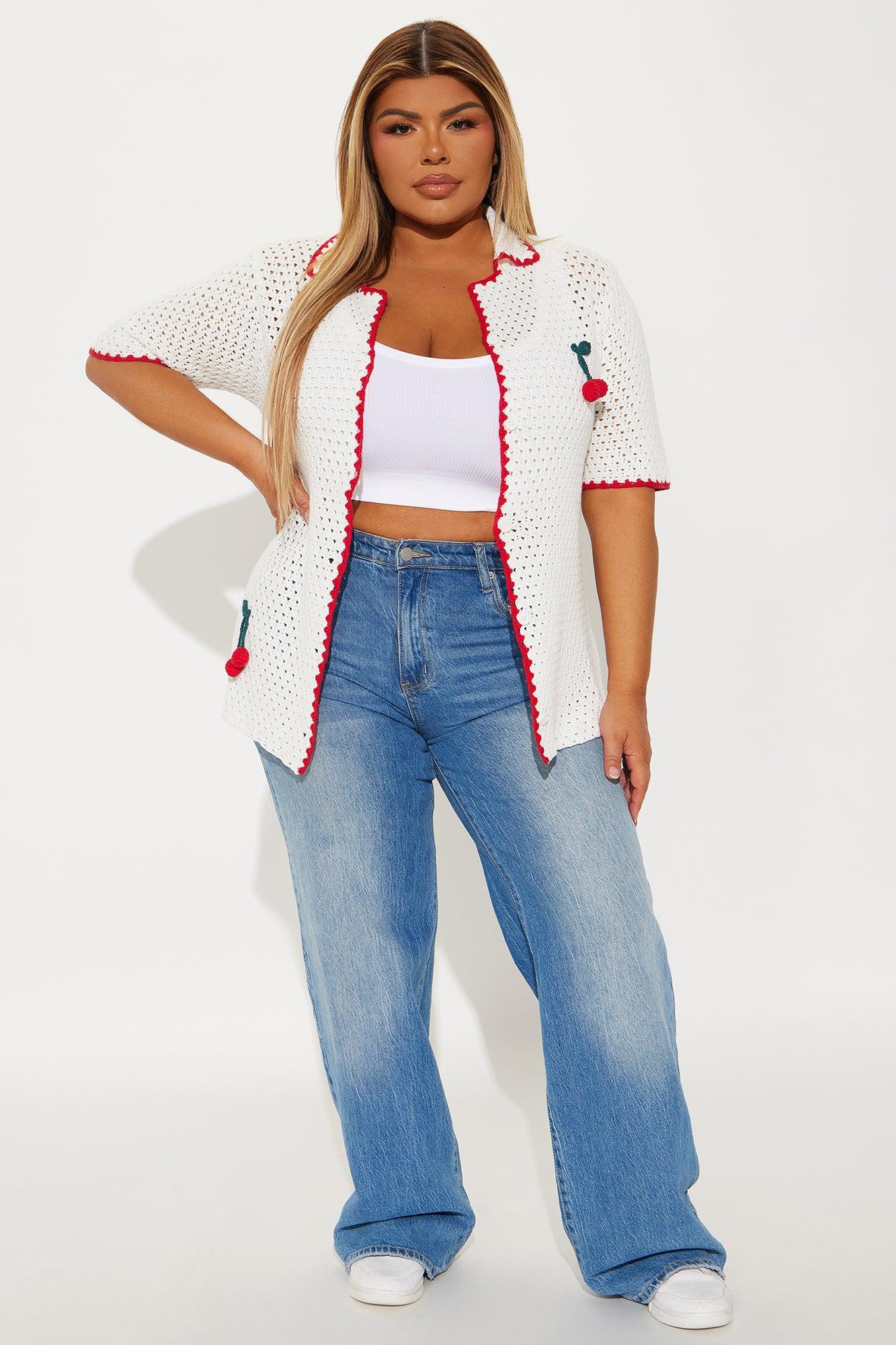 Give Me Cherries Crochet Shirt - White/combo Product Image