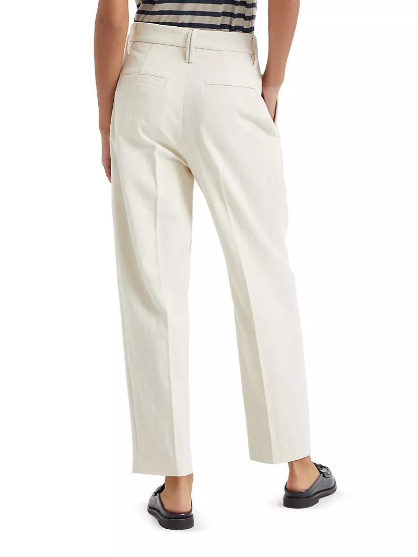 Cotton and Virgin Wool Techno Gabardine Slouchy Trousers with Monili Product Image