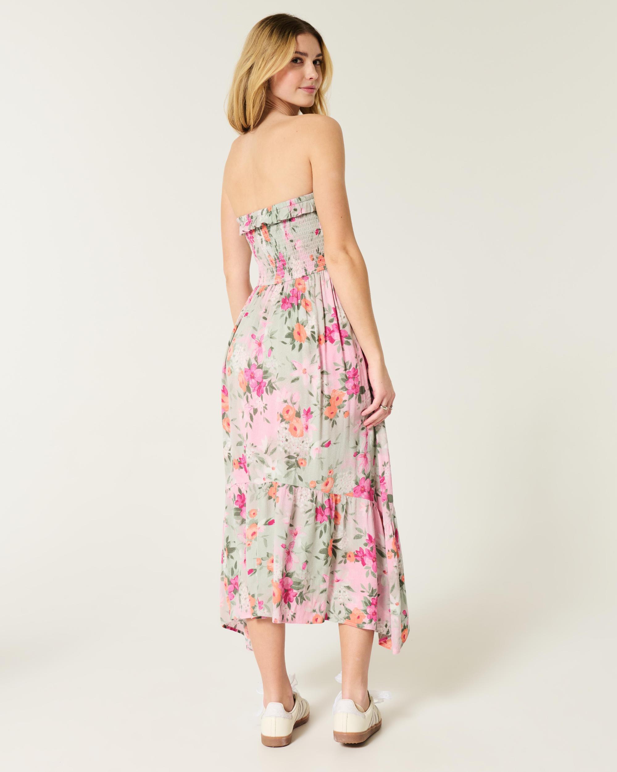 Strapless Asymmetrical Hem Maxi Dress Product Image