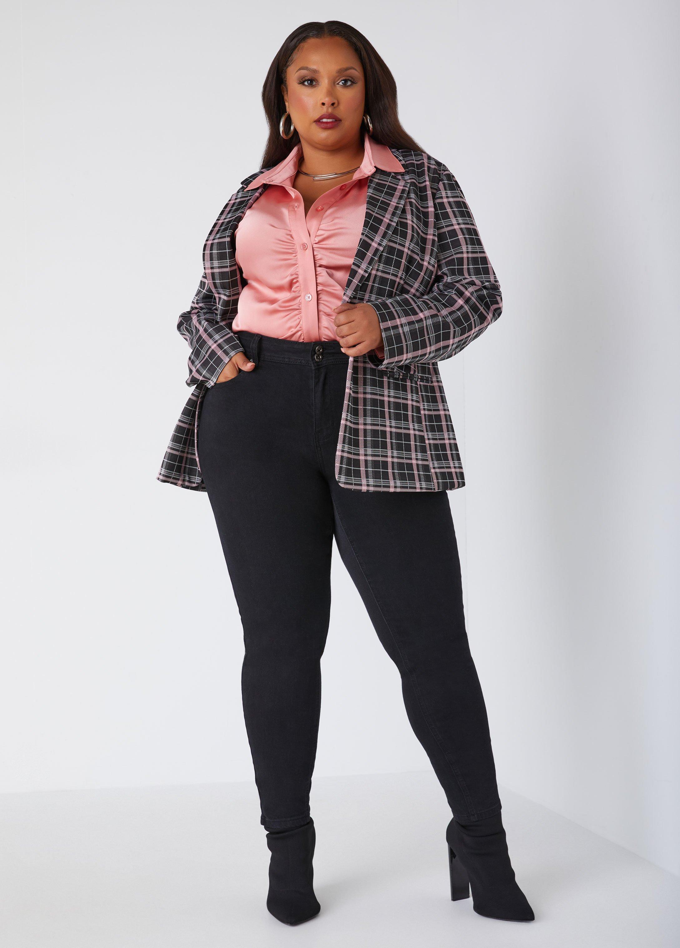 Plus Size Plaid Knit Straight Leg Trousers Ashley Stewart Product Image