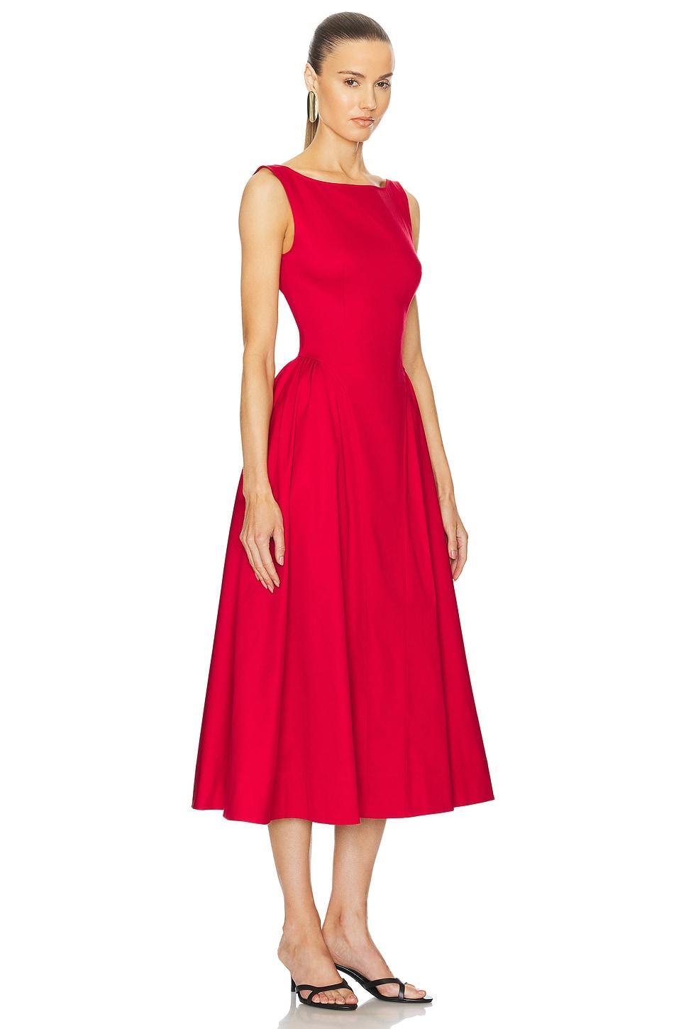 Stretch Cotton Sateen Midi Dress Helsa Product Image