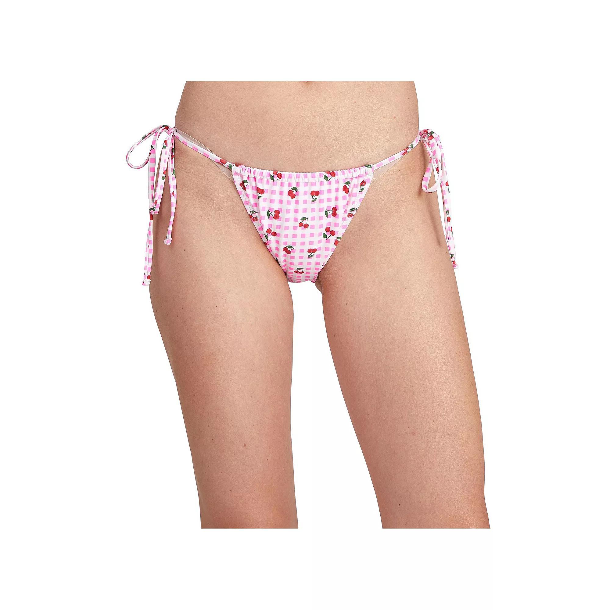 Juniors' Cyn & Luca Cherries String Bikini Bottoms, Women's, Size: Small, Pink Product Image