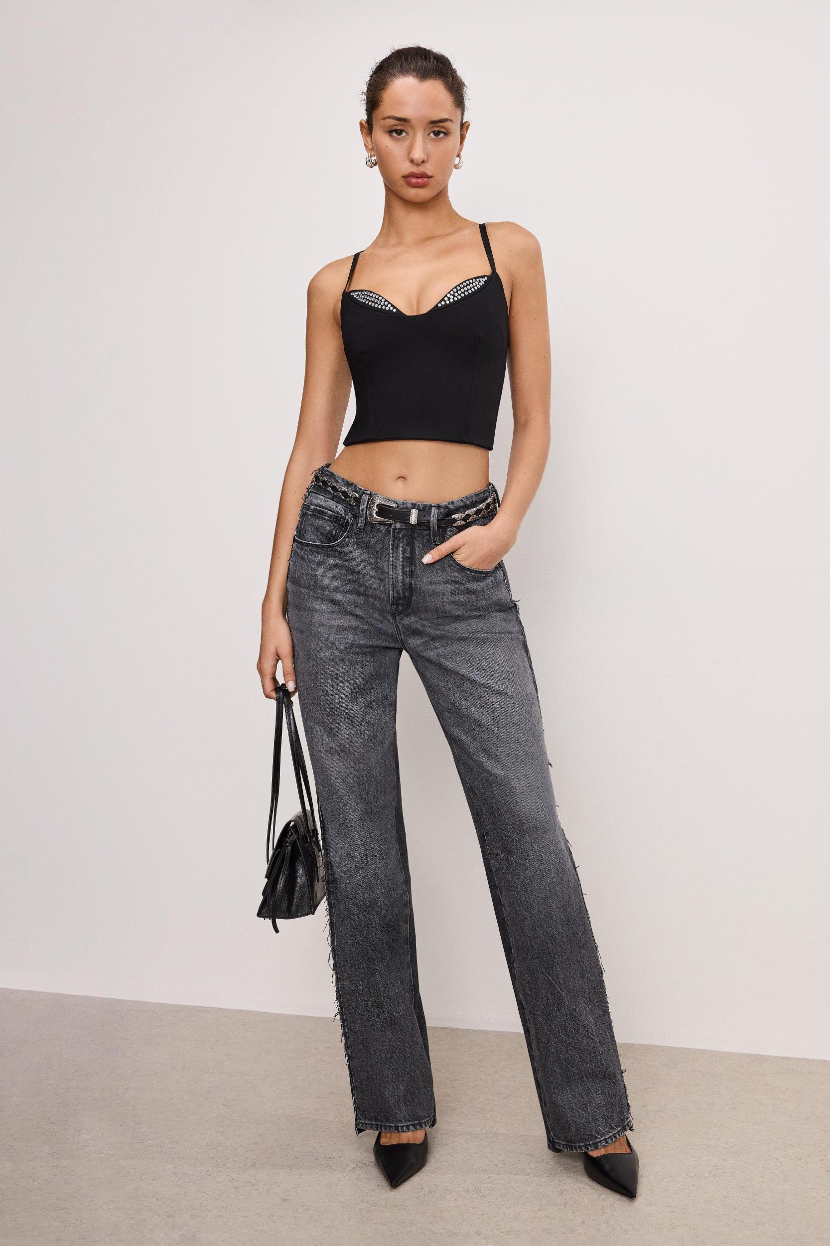 PONTE EMBELLISHED TOP | BLACK001 Product Image