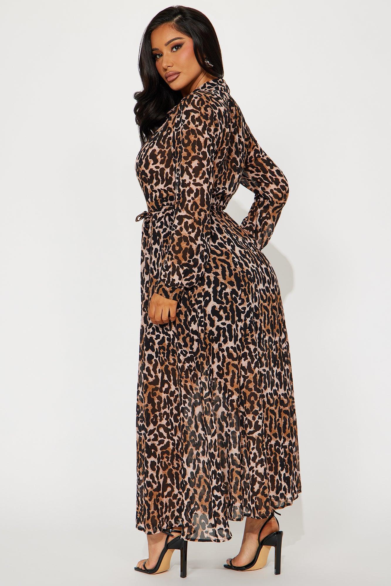 Zara Chiffon Midi Shirt Dress - Leopard Product Image