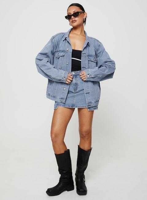Western Denim Jacket Pale Blue Product Image